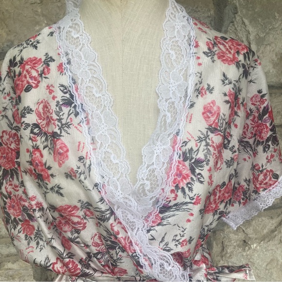 Vintage Private Moments NY floral flower lace trim wrap robe lingerie - Picture 11 of 15